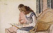 Two Girls Looking at a Book